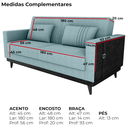 Ver imagem 4 de Sofa Cama 2 Lugares 203 Cm Boucle Azul Corino Preto Milani Store