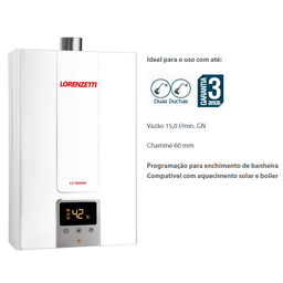 Aquecedor de Água a Gás Lorenzetti Lz 1600de-b Branco Digital 15 Litros Bivolt para Glp - 3