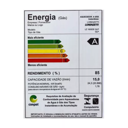 Aquecedor de Água a Gás Lorenzetti Lz 1600de-b Branco Digital 15 Litros Bivolt para Glp - 5