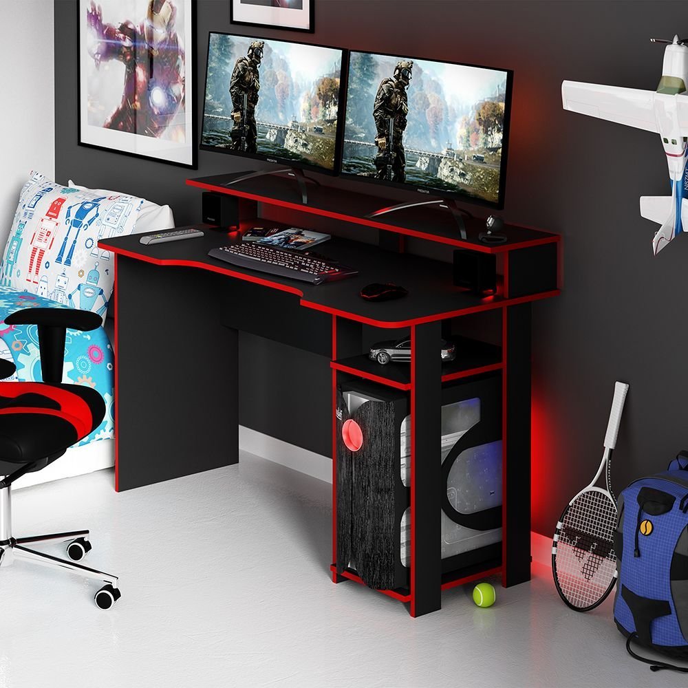 Mesa para Computador Gamer Tecnomobili Preto/Vermelho Me4153 - 2