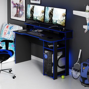 Mesa para Computador Gamer 1,36m Me4153 Tecno Mobili - Preto/azul