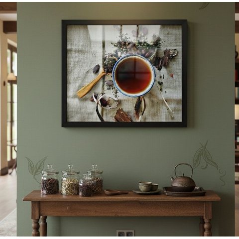 Quadro Decorativo Xícara Colher de Chá - 50x70cm:moldura Preta