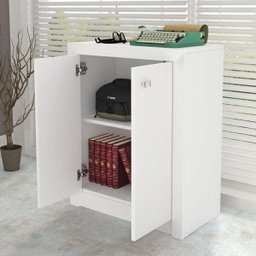 Armário Balcão para Escritório Baixo 60cm 2 Portas Me4103 Tecno Mobili - Branco - 2
