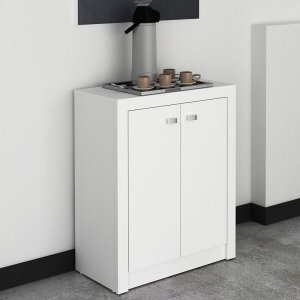 Armário Balcão para Escritório Baixo 60cm 2 Portas Me4103 Tecno Mobili - Branco