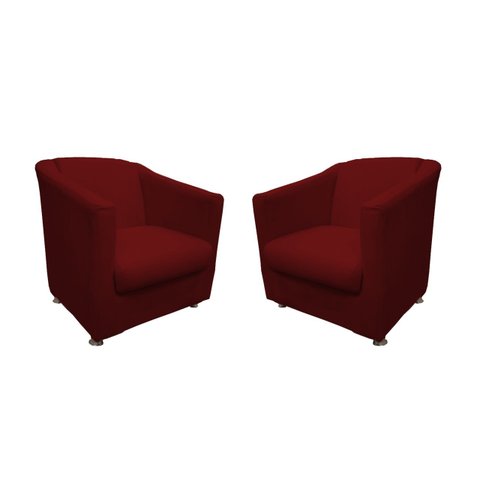 Kit 2 Poltronas Decorativa Biane Suede Marsala Pés Cromado Mz Decor