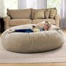 Puff Redondo Gigante com Enchimento 140x20 Diâmetro Suede:Bege - 1