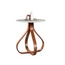 Ver imagem 1 de Mesa Lateral de Canto Pé Cebola 70cm Castanho com Vidro:laca Off White