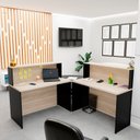 Ver imagem 2 de Balcão Atendimento de Canto em L Recepção Consultório 120x60 Netmobil - Dubai