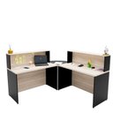 Ver imagem 3 de Balcão Atendimento de Canto em L Recepção Consultório 120x60 Netmobil - Dubai