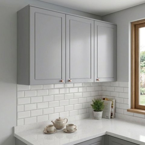 Armário Aéreo para Cozinha 3 Portas 120cm Americana Cinza Crystal