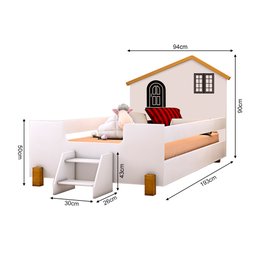 Cama Montessoriana Infantil Solteiro Belissima Preta - Branca e Amêndoa + Luminária Led + Colchão - 3