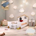 Ver imagem 1 de Cama Montessoriana Infantil Solteiro Belissima Preta - Branca e Amêndoa + Luminária Led + Colchão