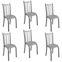 Ver imagem 1 de Kit 6 Cadeiras de Jantar Estofadas Aço Amanda Prata/Preto