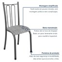 Ver imagem 5 de Kit 6 Cadeiras de Jantar Estofadas Aço Amanda Prata/Preto
