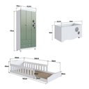 Ver imagem 3 de Cama Infantil com Guarda Roupa 3 Portas e Caixa Organizadora Cor:branco com Verde