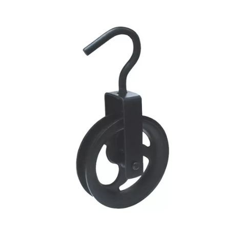 Roldana Ferro 10cm com Gancho Tic Roldana Ferro Polia Carretilha com Gancho 10cm