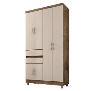 Guarda-Roupa Solteiro 6 Portas 2 Gavetas 2260 Demolição/Baunilha - Araplac