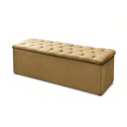 Conjunto Cabeceira com Calçadeira Baú Casal 140cm Bege - 4
