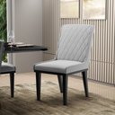 Ver imagem 2 de Cadeira Sala de Jantar Base Madeira Preto Kit 4 Sofia Suede Cinza D03 - D'Rossi