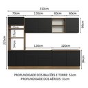 Ver imagem 4 de Armário de Cozinha Completa 310cm Rustic/Preto Agata Madesa 02