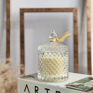 Vela Aromática Vanilla Baunilha Pote Vidro Luxo 180g Cera de Coco