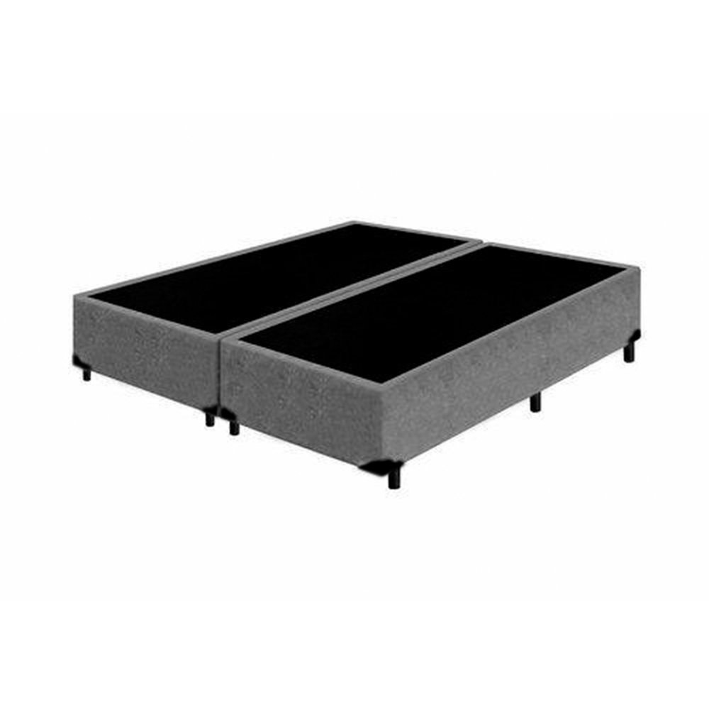 Base Box King Bipartido NK Camas Suede Cinza 40x193x203