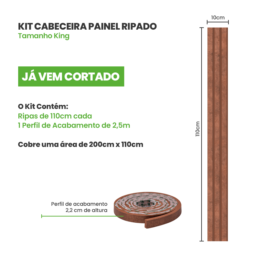 Cabeceira de Cama Quarto Ripado Meu Rodapé – Urban Bronze King - 2