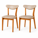 Ver imagem 5 de Kit 2 Cadeiras Madeira Maciça Floripa Estofada Premium Ergonomica Confortável Mel Courino Bege