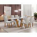 Ver imagem 2 de Conjunto Mesa de Jantar Qatar 160x80 Tampo de Vidro Londres Plus com 6 Cadeiras Cinamomo Off - Cel M