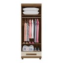 Ver imagem 3 de Guarda Roupa Solteiro Valen 2 Portas de Bater 1 Gaveta MDP MDF Cinamomo Off White RV Móveis