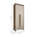 Ver imagem 5 de Guarda Roupa Solteiro Valen 2 Portas de Bater 1 Gaveta MDP MDF Cinamomo Off White RV Móveis