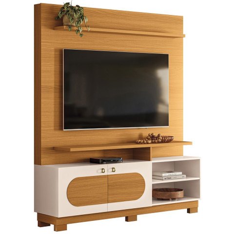 Estante Painel para TV 60 pol 160cm Mafra B01 Cinamomo Off White - Lyam Decor