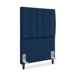 Cabeceira Estofada Cama Box Solteiro Carla 90cm com Frame Suede:azul Marinho - 2