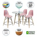 Ver imagem 2 de Conjunto Mesa Bistrô Eames Eiffel Vidro com 3 Banquetas Rosas de Madeira