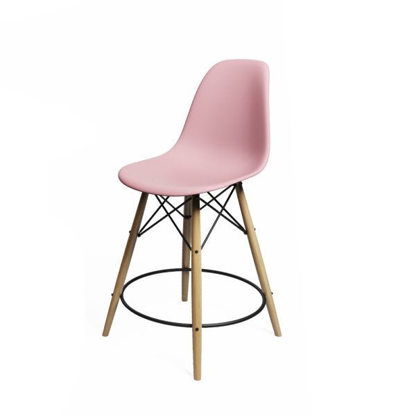 Conjunto Bistrô Eames Eiffel Mesa Branca com 2 Banquetas Rosas de Madeira - 3