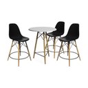 Ver imagem 1 de Conjunto Bistrô Eames Eiffel Mesa Branca com 3 Banquetas Pretas de Madeira