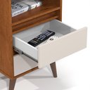 Ver imagem 4 de Kit 2 Mesa de Cabeceira Retrô Roma 2 Gavetas Freijó/Off White – EJ Móveis