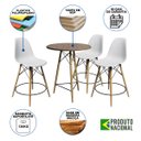 Ver imagem 2 de Conjunto Mesa Bistrô Eames Eiffel Amêndoa com 3 Banquetas Brancas de Madeira