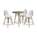 Ver imagem 1 de Conjunto Mesa Bistrô Eames Eiffel Amêndoa com 3 Banquetas Brancas de Madeira