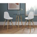 Ver imagem 1 de Mesa Bistrô Eames Eiffel Vidro com 2 Banquetas Brancas de Madeira