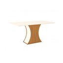 Ver imagem 1 de Mesa para Cozinha Luiza SC14 + Tampo Madeirado Vidro Reto 160x90cm Nature/Off White - Henn