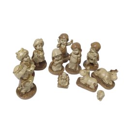 Presépio Natalino Infantil Marrom Miniatura 11 Peças Gesso - 1