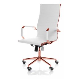 Cadeira de Escritório Giratoria Eames Branca - Alta | Rosé Gold - 1