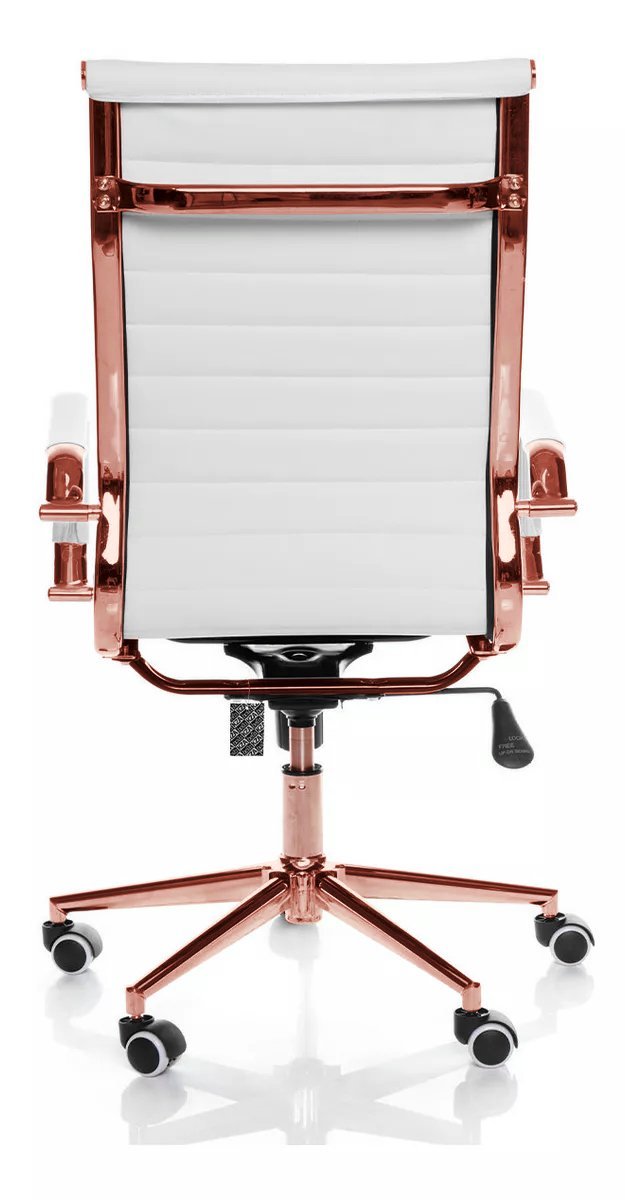 Cadeira de Escritório Giratoria Eames Branca - Alta | Rosé Gold - 4