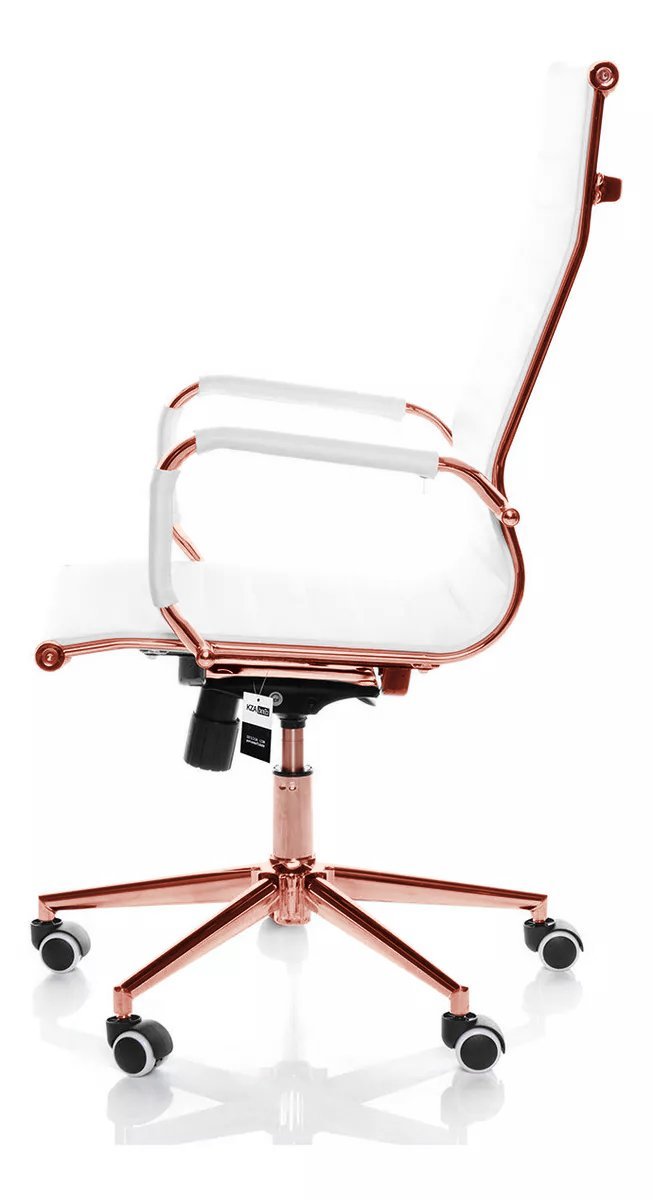 Cadeira de Escritório Giratoria Eames Branca - Alta | Rosé Gold - 2