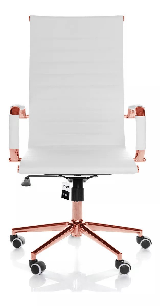 Cadeira de Escritório Giratoria Eames Branca - Alta | Rosé Gold - 3