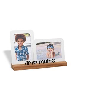PORTA RETRATO 10x15cm DUPLO AMO MUITO Geguton