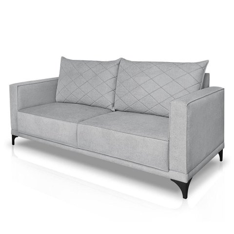 Sofá Living 2 Lugares 1,60m Horus Bouclê Cinza Pés de Aço - Pallazio