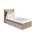 Ver imagem 2 de Cama de Solteiro 93,2 com 3 Gavetas Cabeceira com Organizador e Iluminação em Led Genebra