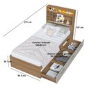 Ver imagem 3 de Cama de Solteiro 93,2 com 3 Gavetas Cabeceira com Organizador e Iluminação em LED Genebra